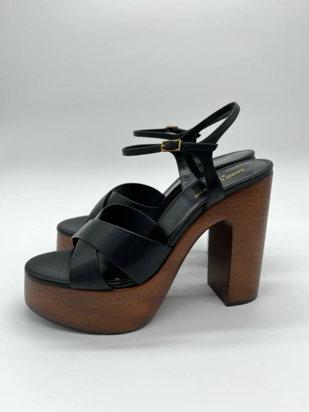Saint Laurent Bianca Platform Sandals Bianca Leather Black - 40 (US 10) - Picture 4 of 14